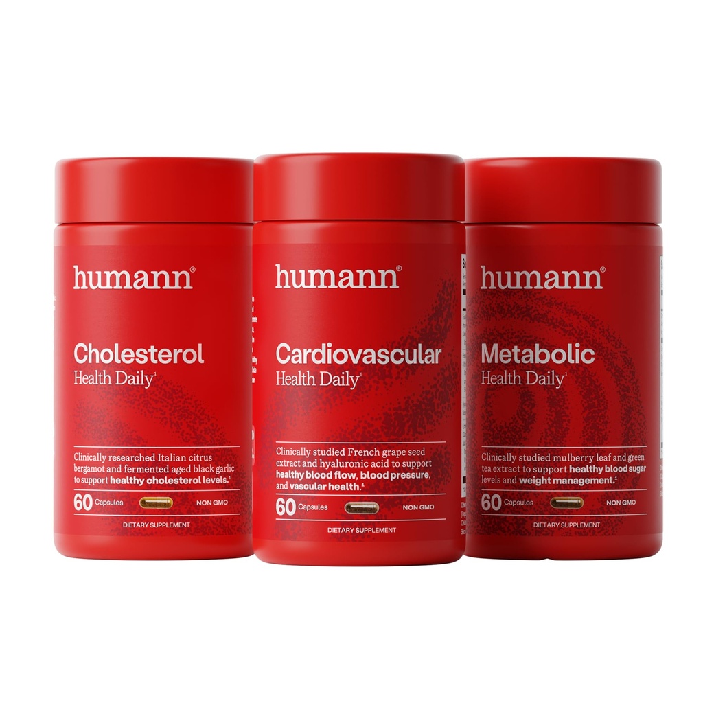 Humann Cholesterol, Metabolic & Cardiovascular Health Daily Bundle, 180 Total Capsules (3 x 60ct Bottles), 30-Day Supply