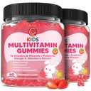 (2 Pack) Kids Methylated Multivitamin Gummies with Omega 3, Multivitamin for Kids 4+ w/L Methylfolate & B12, Calcium, Probiotics, Elderberry, 16 Vitamins for Healthy Growth, Immune Support, Sugar Free