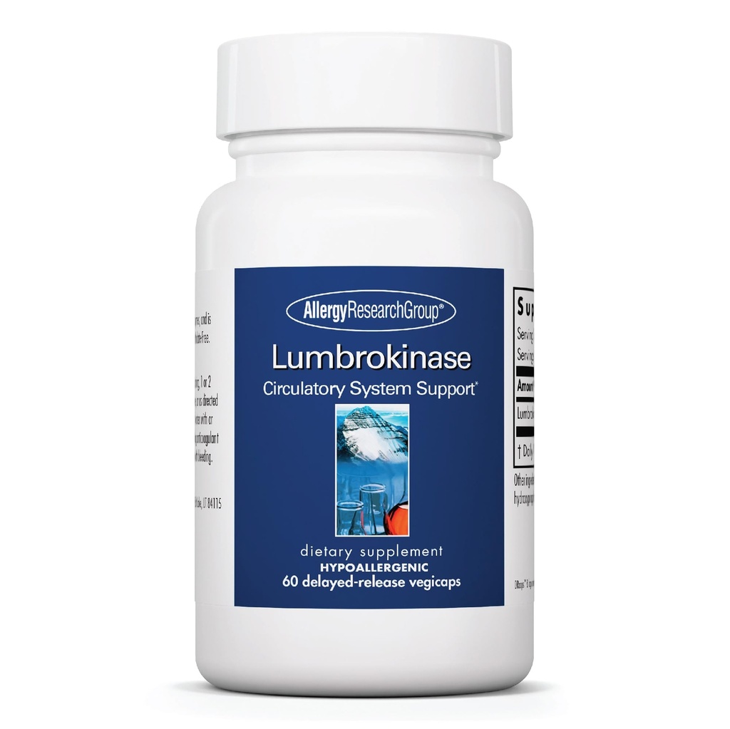 ARG Lumbrokinase Circulatory System Support - Delayed-Release Enzyme Supplement - Circulatory & Cardiovascular Health - Supports Healthy Blood Flow - Non-GMO & Gluten-Free - 30 Servings - 60 Capsules
