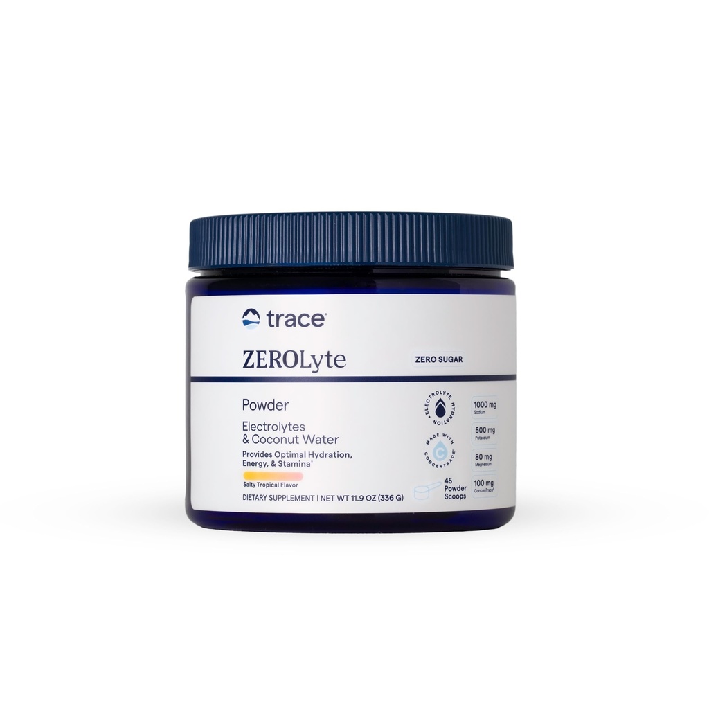 Trace Minerals ZeroLyte Canister - Sodium & Electrolyte Replenishment - Energy & Hydration Support Drink Powder - Nerve & Muscle Function Support - Salty Tropical (45 Servings)