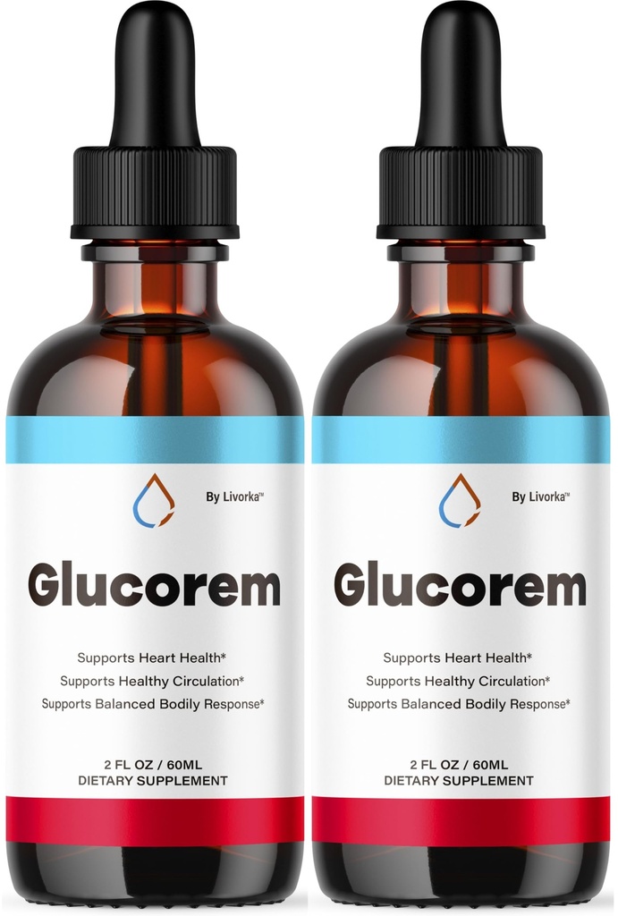 (2 Pack) Glucorem Drops - Official Glucorem Premium Liquid Drops All Natural Ingredients Support Advanced Formula for Overall Health & Wellness, Glucorem Supplement Reviews, 2 Bottles for 2 Months