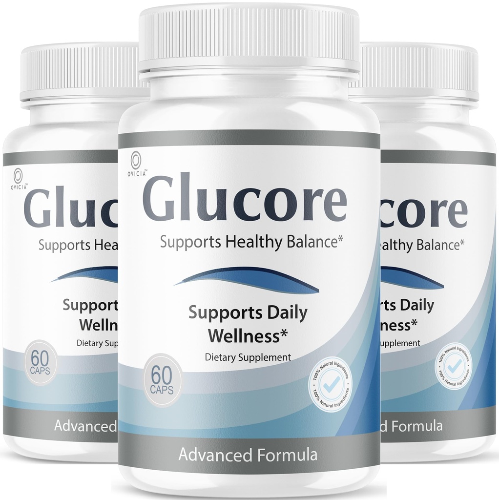 (3 Pack) Glucore Capsules - GluCore Support Health Advanced Formula Premium Pills All Natural Ingredients Maximum Strength, Daily Vitamins for Overall Health & Wellness, 180 Capsules for 3 Months