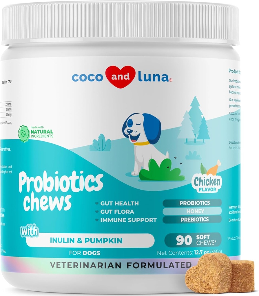 Probiotika für Hunde Verdauungs-Gesundheit - Unterstützung Gut Gesundheit, Durchfall, Gas, & Saisonale Allergien - mit Honig, Kürbis und Präbiotika für Verdauungsunterstützung, Bad Dog Breath & Constipation