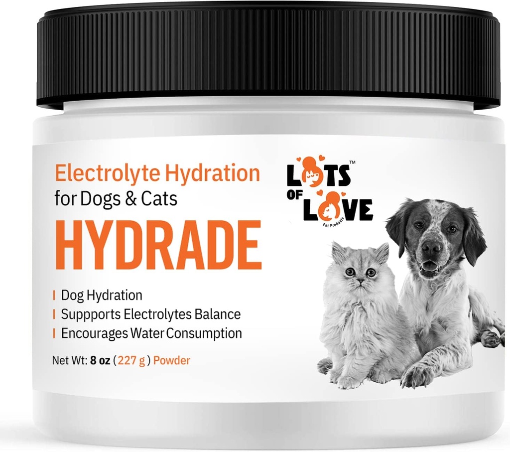 HydrADE Pulver - Elektrolyte für Hunde- und Katzendehydratation - Hydration für Hunde & Katzen - Lots of Love Pet Products (8 Oz)