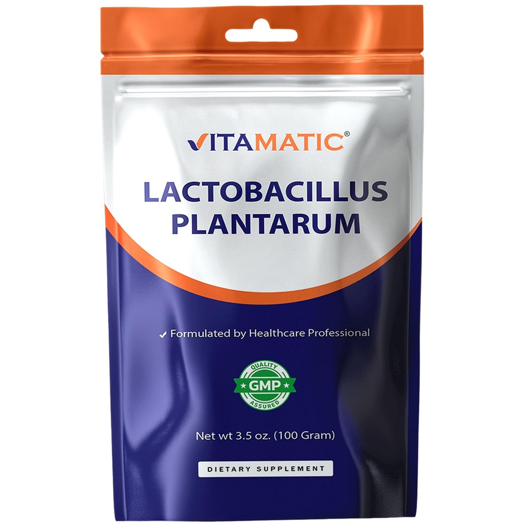 Vitamatic Lactobacillus Plantarum Probiotisches Pulver - Verdauungsunterstützung - 100 Gramm (3,5 OZ) - 100 Portionen