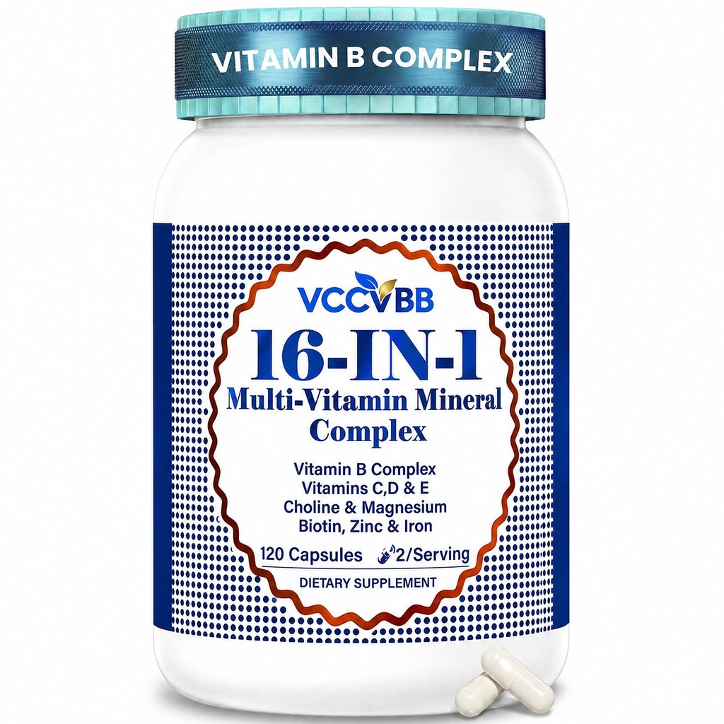 16-in-1 Vitamin B Complex Multivitamin, Methylated B12, 120 Vegan Capsules