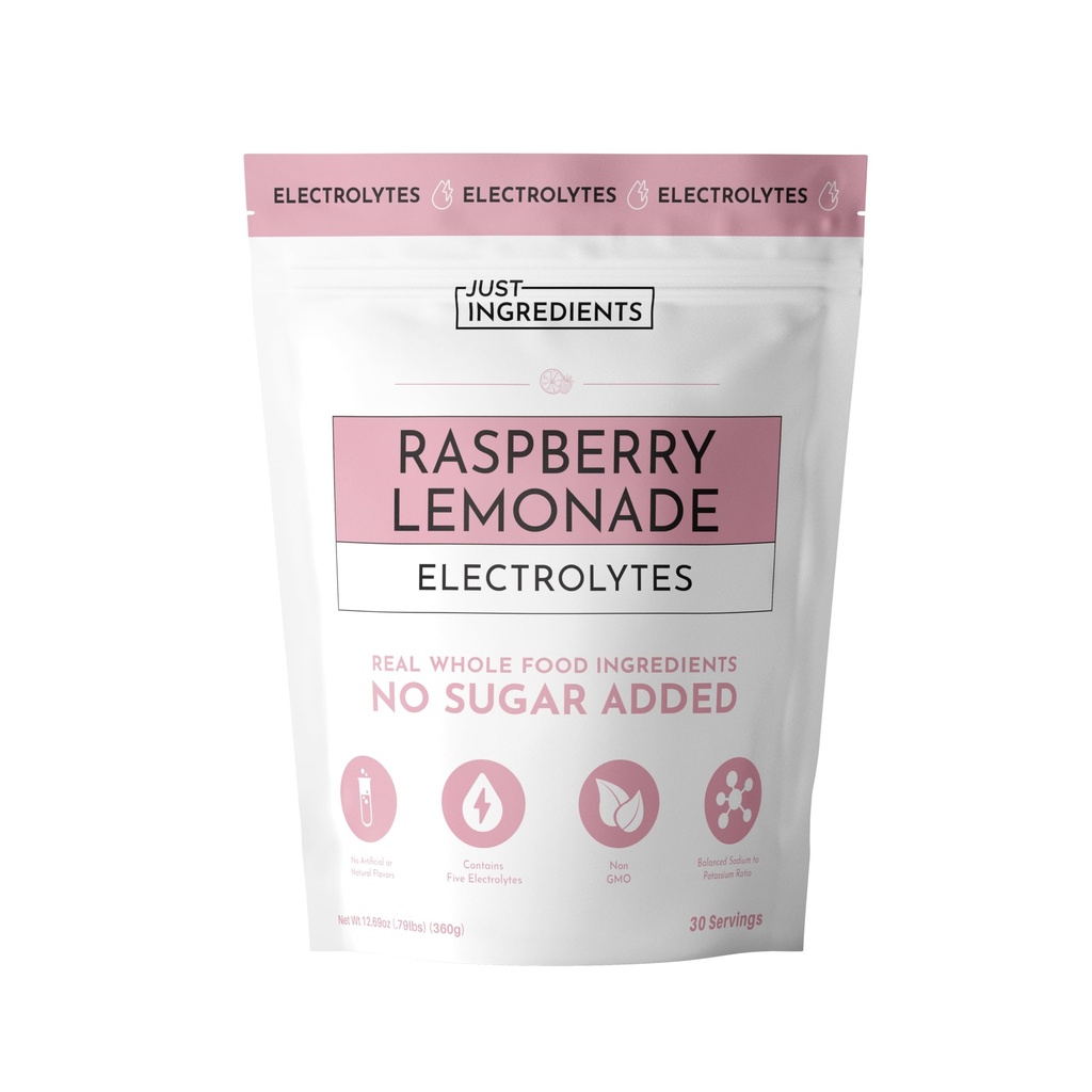 Raspberry Lemonade Electrolytes – 30‑Serving Hydration Drink Mix with Coconut Water, Essential Minerals & Real Flavors – Sweetened with Monk Fruit & Stevia – No Artificial Ingredients