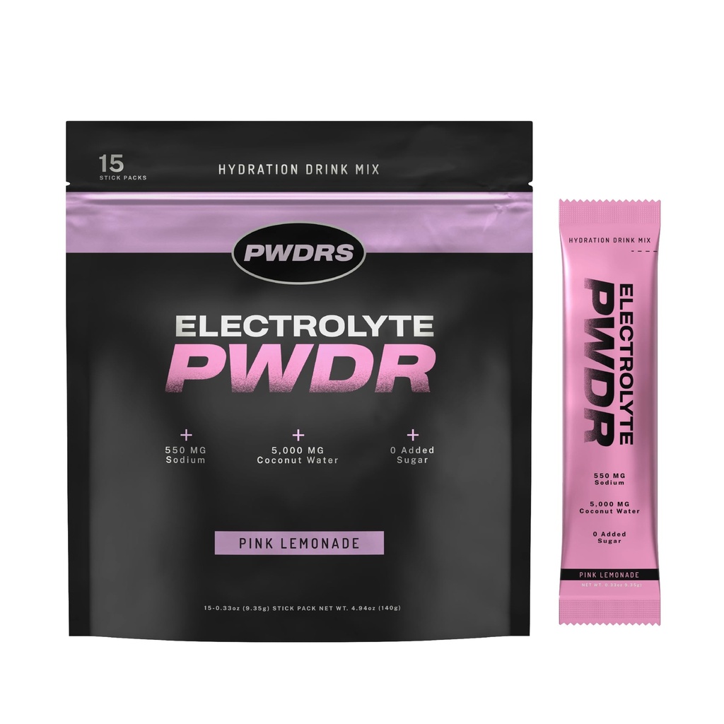 Electrolytes | All Natural Electrolyte Packets | Zero Added Sugar | 5,000mg Coconut Water for Fast Hydration | Non-GMO, No Sucralose | Pink Lemonade 15ct