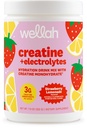 Wellah Creatine + Electrolytes Powder (Strawberry Lemonade) 30 Servings - Hydration Drink Mix with 3g of Creatine Monohydrate