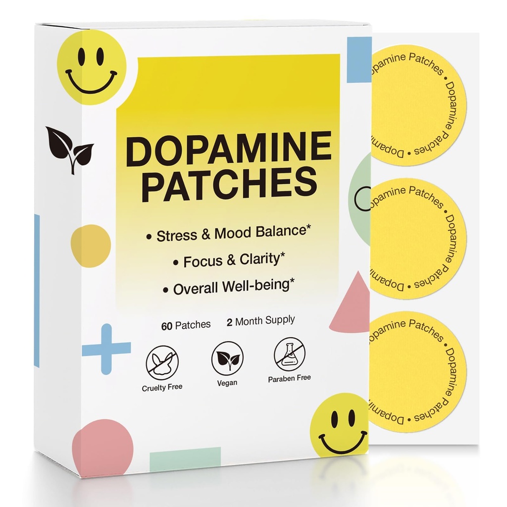 Dopamine Patches Extra Strength - 60 Count Mood Balance Patch Plant-Based Formula- Vegan Dopamine Supplements for Women & Men