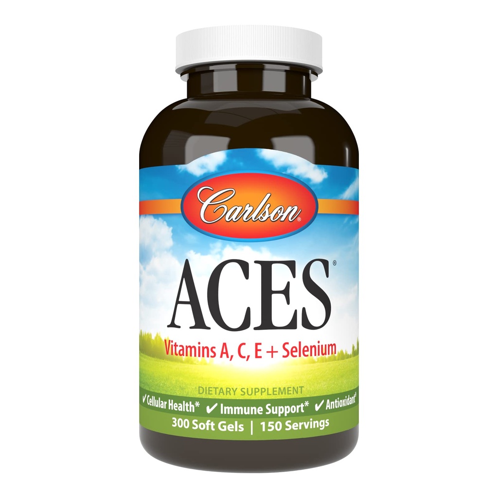 Carlson - ACES, Vitamine A, C, E + Selen, Zelluläre Gesundheit und Immununterstützung, Antioxidans, 300 Softgels