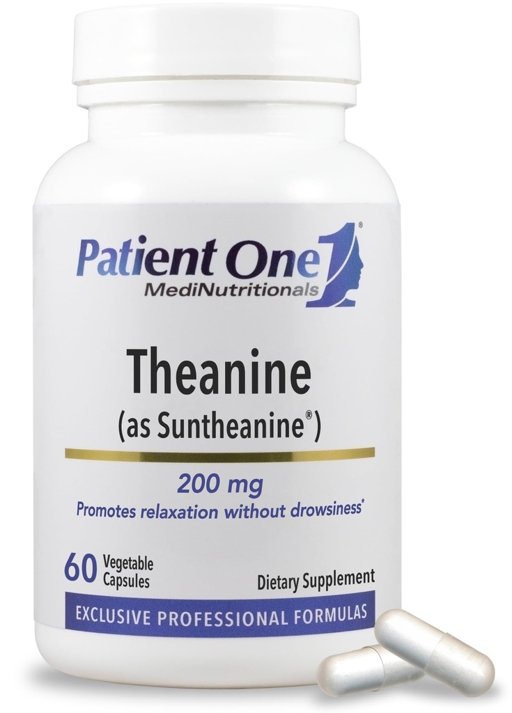 Patient One Theanine 200 mg | Supplement to Support Healthy Stress Response, Relaxation and Focus* | with Clinically Studied Suntheanine | 60 Capsules