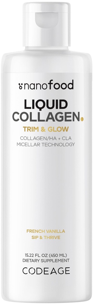 Code Liquid Collagen Supplement Vanille Flavor, Beauty Trim & Glow Liposomal Collagen Peptide, CLA Conjugated Linoleic Acid, Hyaluronsäure, Vitamin E, hydrolysiert, Non-GMO, 15.22 fl oz