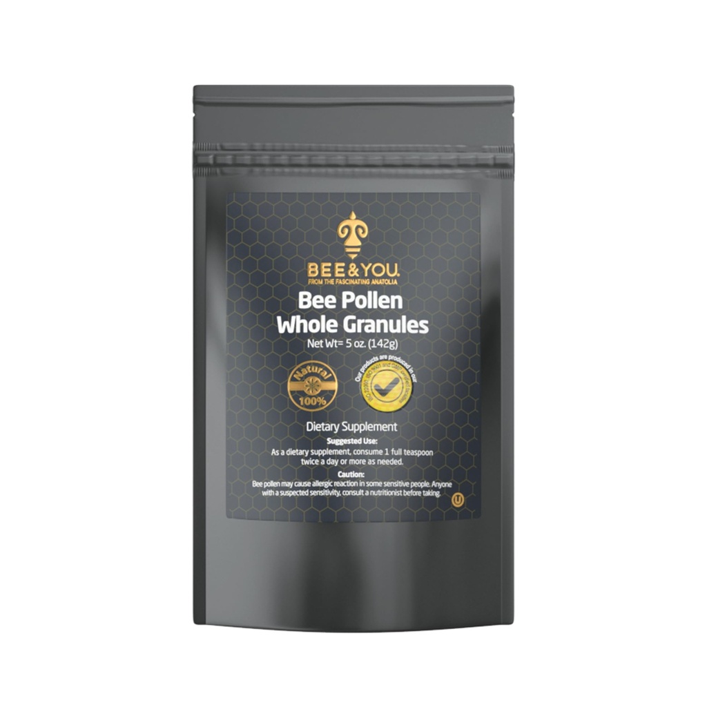 BEE and You Bee Pollen Granules, 5oz Bag, 100% Pure, Natural Supplement, Antioxidants, Proteins, Vitamins, Amino Acids, for Adults, Women, Men