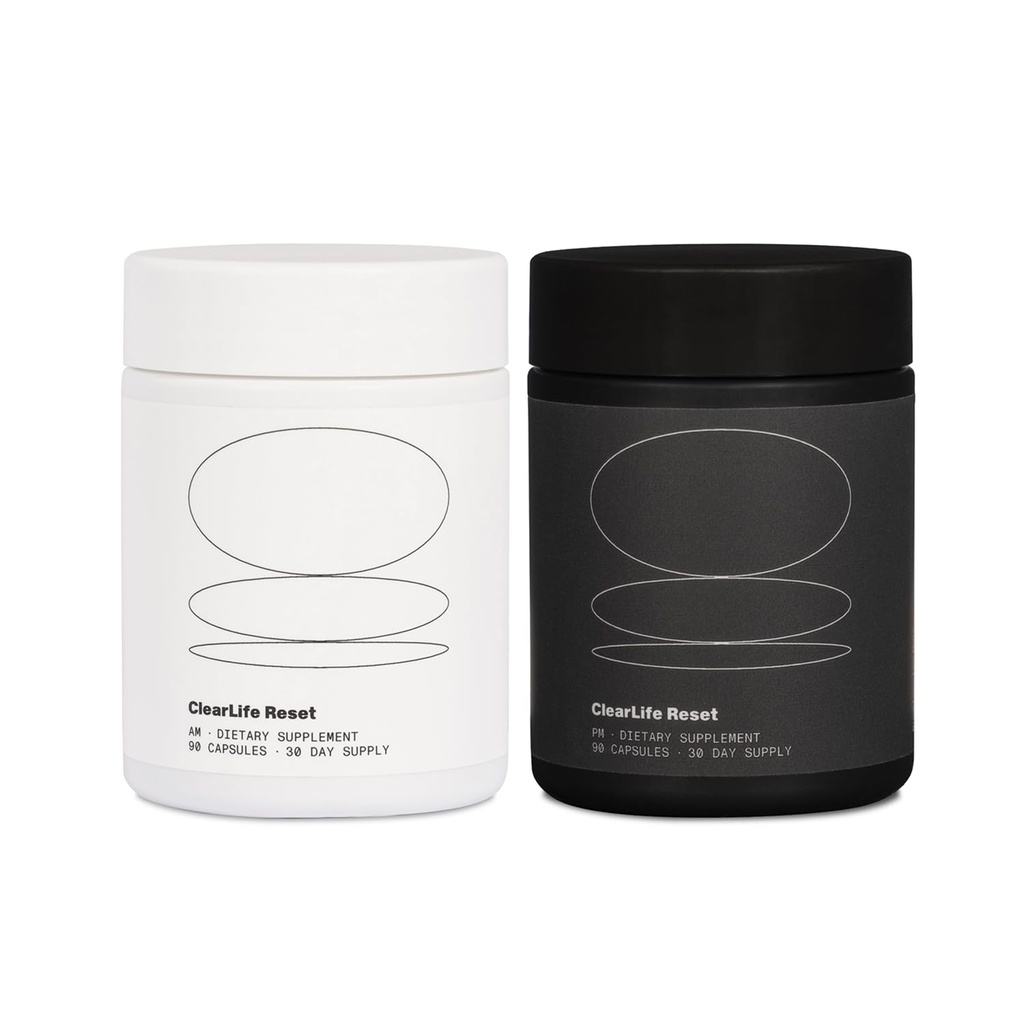 AM + PM Daily Supplement System – Morning Energy & Evening Relaxation Support – B Complex, Magnesium, NAC, L-Theanine – 30 Day Supply (90 AM + 90 PM Capsules)
