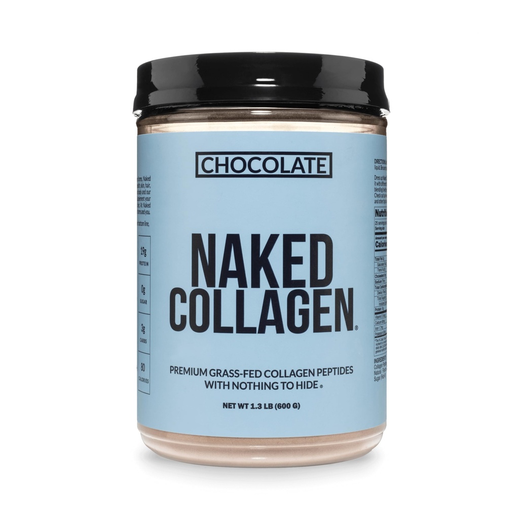 NAKED Chocolate Collagen Peptides Protein Powder, 24 Servings, Pasture-Raised, Grass-Fed Hydrolyzed Collagen Supplement, Paleo Friendly, Non-GMO, Keto, Gluten Free, 20oz