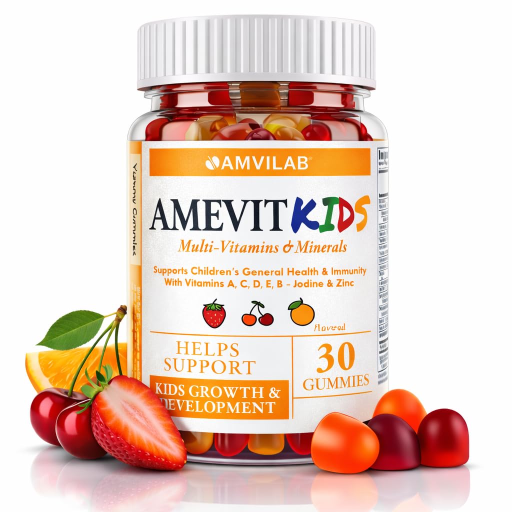 Amevit Kids Gummy Multivitamin - Complete Daily Vitamins for Children - with Essential Nutrients for Growth & Immunity - Natural Fruit Flavor - 30 Gummies