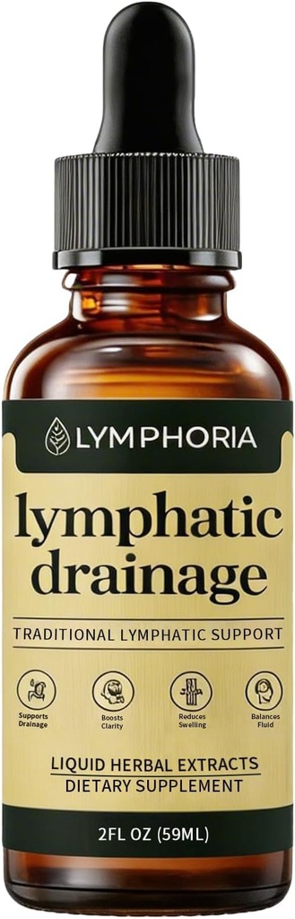 Lymphoria Lymphatic Drainage Drops, Lymphatic System Support, Immune System, Natural Herbal Blends, Vegan & Non-GMO