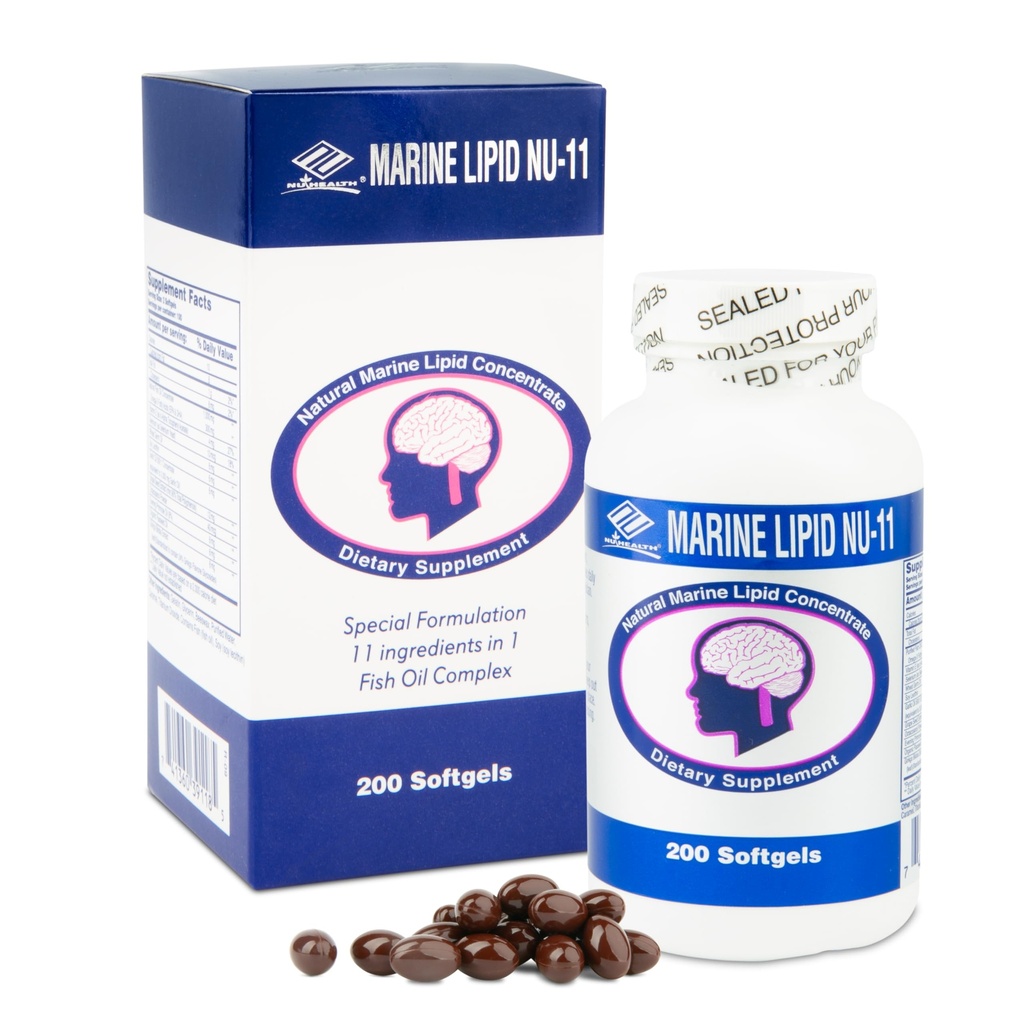 Nu Health Marine Lipid NU-11 Omega 3 Fish Oil, Ginkgo Biloba, 200 Softgels