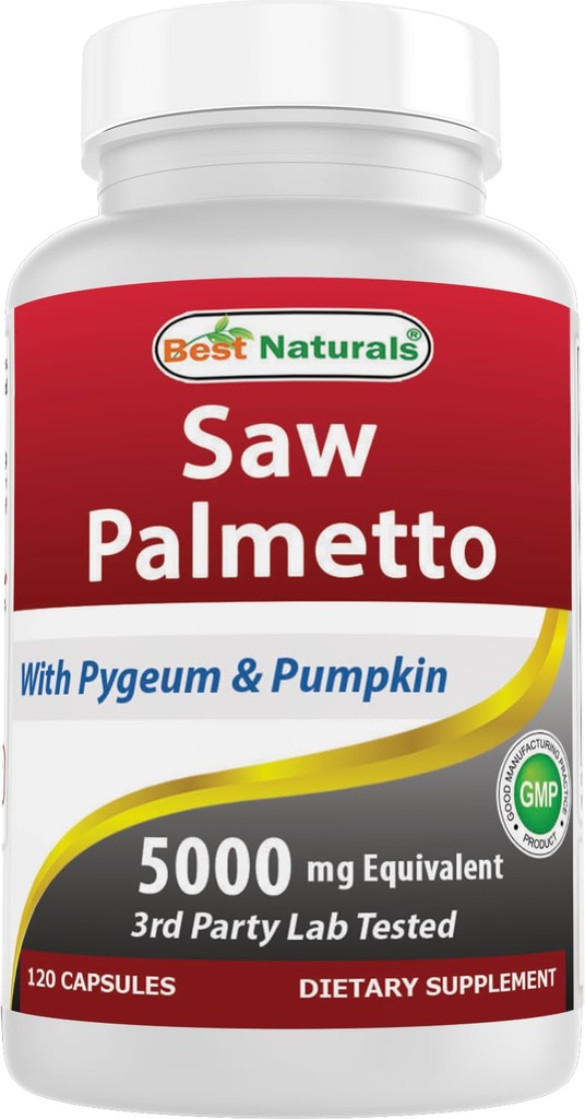 Best Naturals Saw Palmetto 10:1 Extrakt Prostata Ergänzungen für Männer - 120 Kapseln - Hergestellt mit Pygeum Bark 4:1 Extrakt &amp; Kürbis Samen Pulver