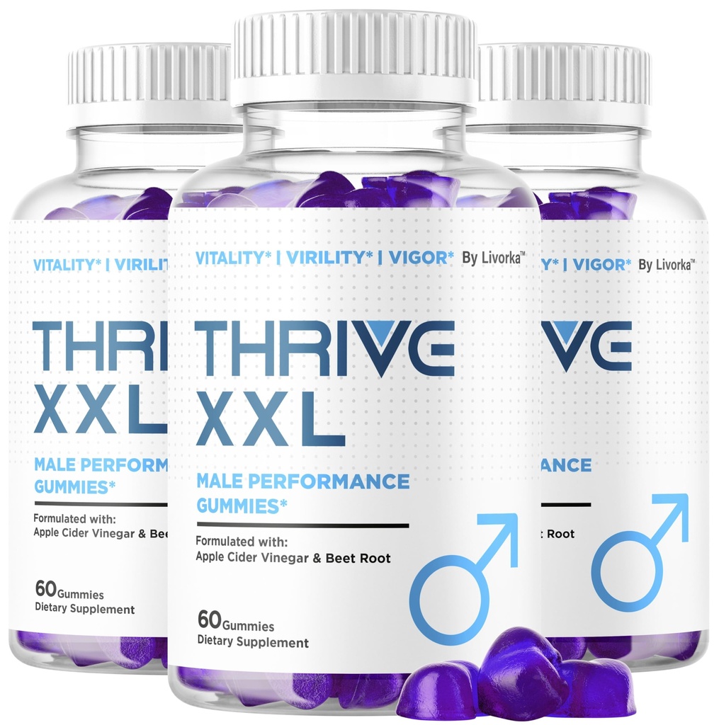 (3 Pack) Thrive XXL Gummies - Official ThriveXXL Supplement Support Gummys for Men, ThriveXXLGummies All Natural - Maximum Strength, Advanced Formula for Health & Wellness, 180 Gummies for 3 Months