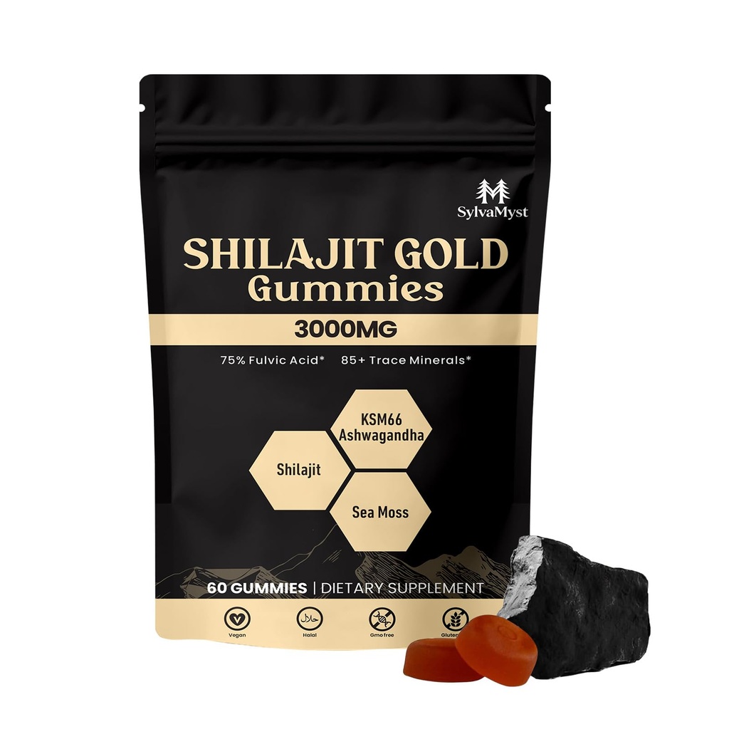 Himalayan Shilajit & Ashwagandha Gummies, Chewable Natural Supplement, Daily Vitality & Wellness Support for Men & Women, 60 Count