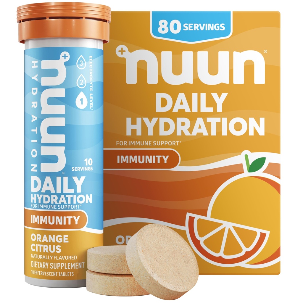 Nuun Immunität Elektrolyt Tabletten mit Vitamin D, C, E, & A, Ginger, Elderberry, Magnesium & 4 Andere essentielle Elektrolyte, Vegan, Orange Citrus, 8 Pack (80 Portionen insgesamt)