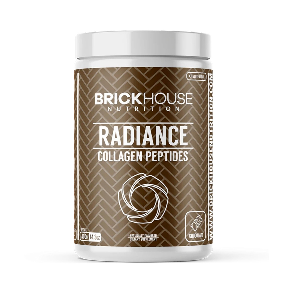 BRICKHOUSE NUTRITION Radiance: Collagen Peptides Powder for Skin & Hair Growth | Anti-Aging Collagen Supplements with Hyaluronic Acid - Chocolate