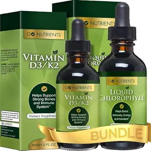 Go Nährstoffe Flüssiges Vitamin D3 mit K2 (MK-7) & Flüssiges Chlorophyll | Natrium Kupfer Chlorophyllin Supplement | Vegan-Friendly
