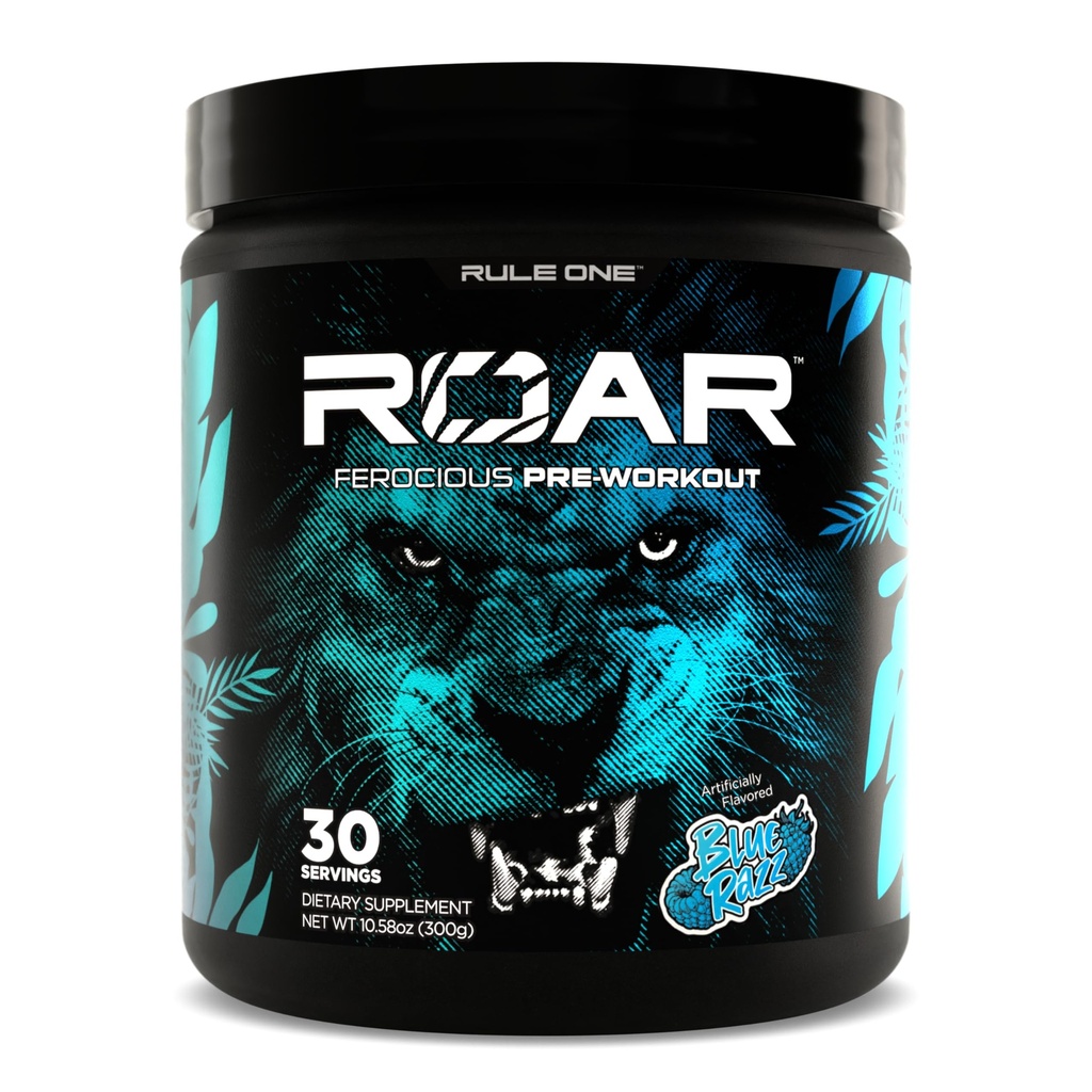 Rule 1 Proteins R1 Roar - Pre-Workout Powder with Creatine, Beta-Alanine, Citrulline, Electrolytes & Caffeine (30 Servings, Blue Razz)