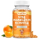 Kids Magnesium Gummies - Magnesium Glycinate Citrate Gummies Supplement for Kids & Adults with Vitamin B6, L-theanine - Calm Magnesium for Sleep Stress Relaxation Bones, Sugar Free Orange Flavor 60ct