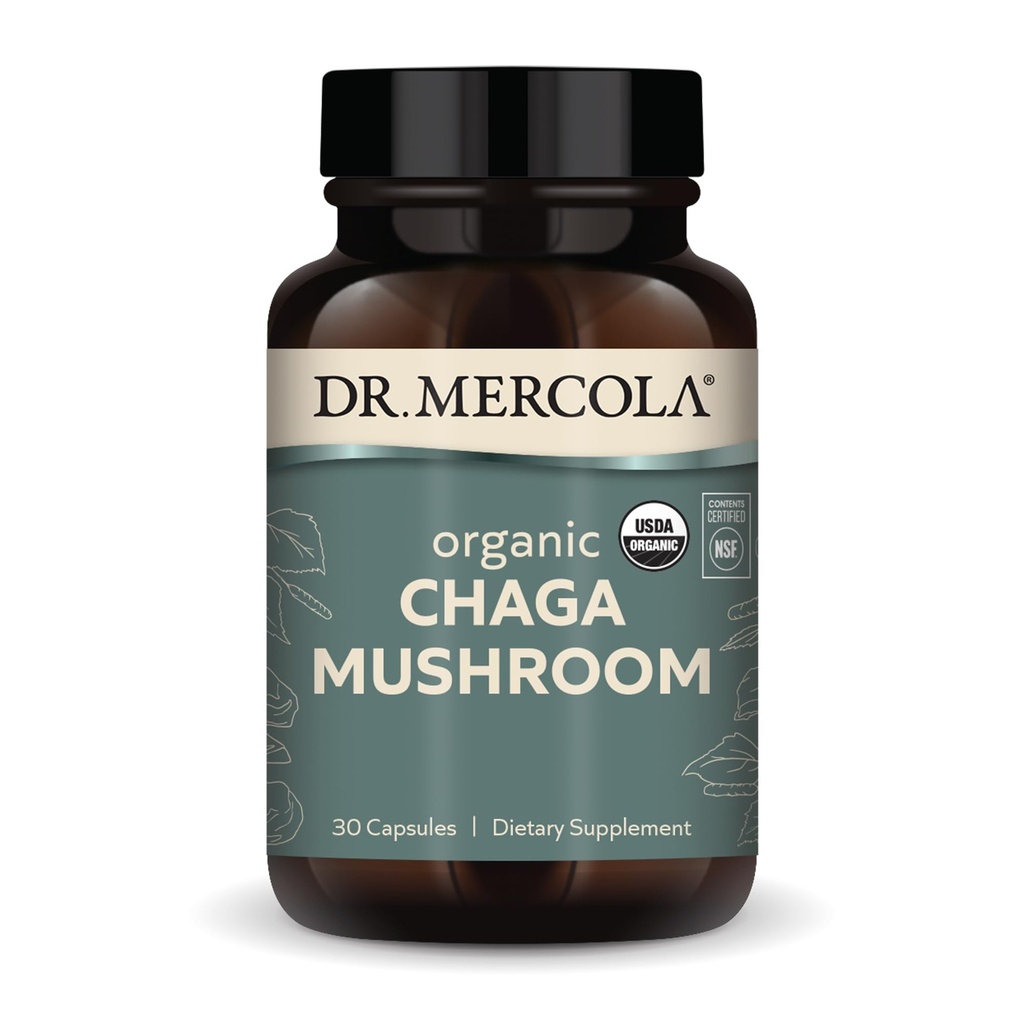 Dr. Mercola Organic Chaga Pilz, 30 Servierungen (30 Tabletten), Nahrungsergänzungsmittel, Unterstützt gesunde Immunfunktion, Non-GMO, zertifiziert USDA Organic, NSF Inhalt zertifiziert