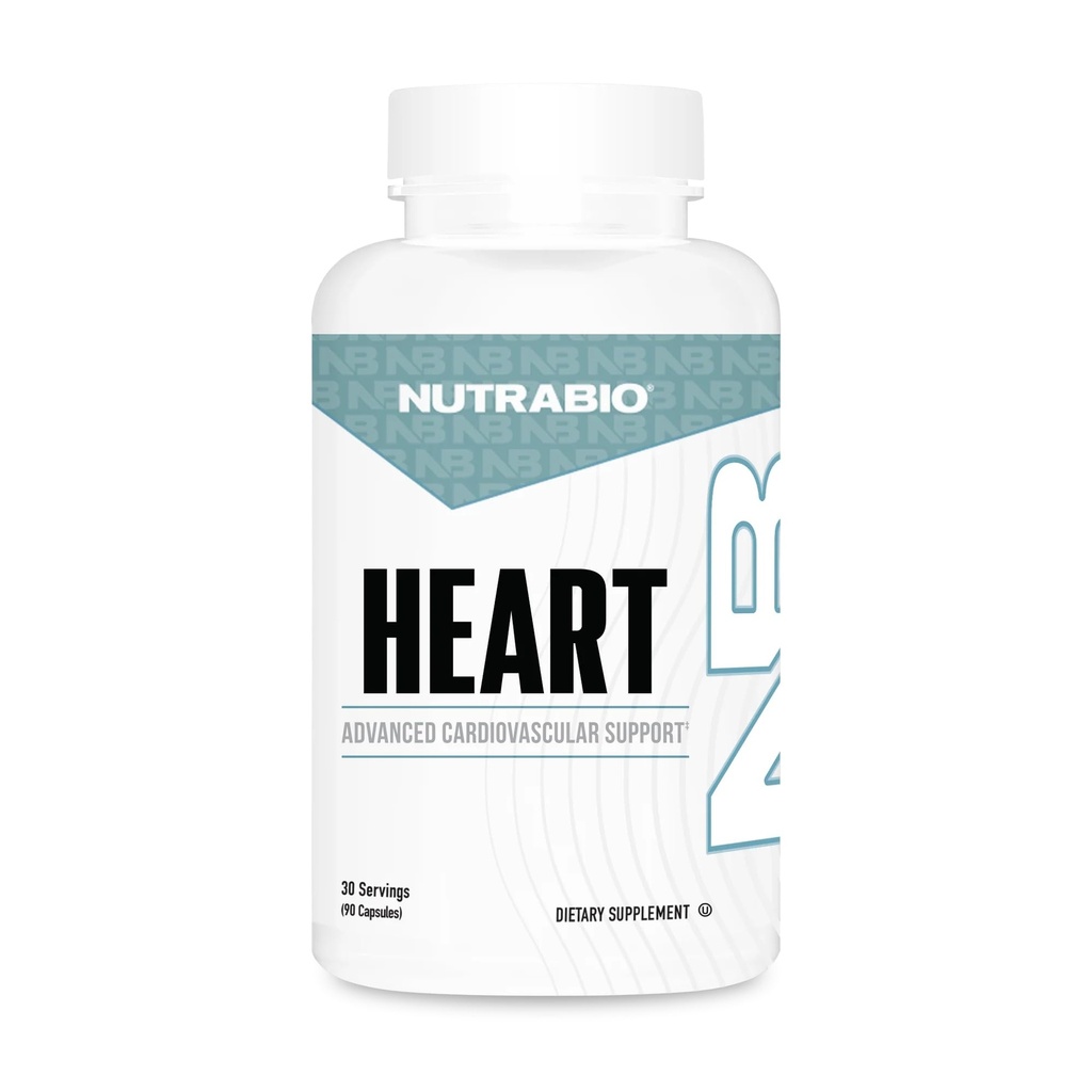 NutraBio Heart - Heart Health Supplements, Cardiovascular Supplement, Cholesterol, Circulatory & Healthy Blood Pressure Support - 90 Capsules