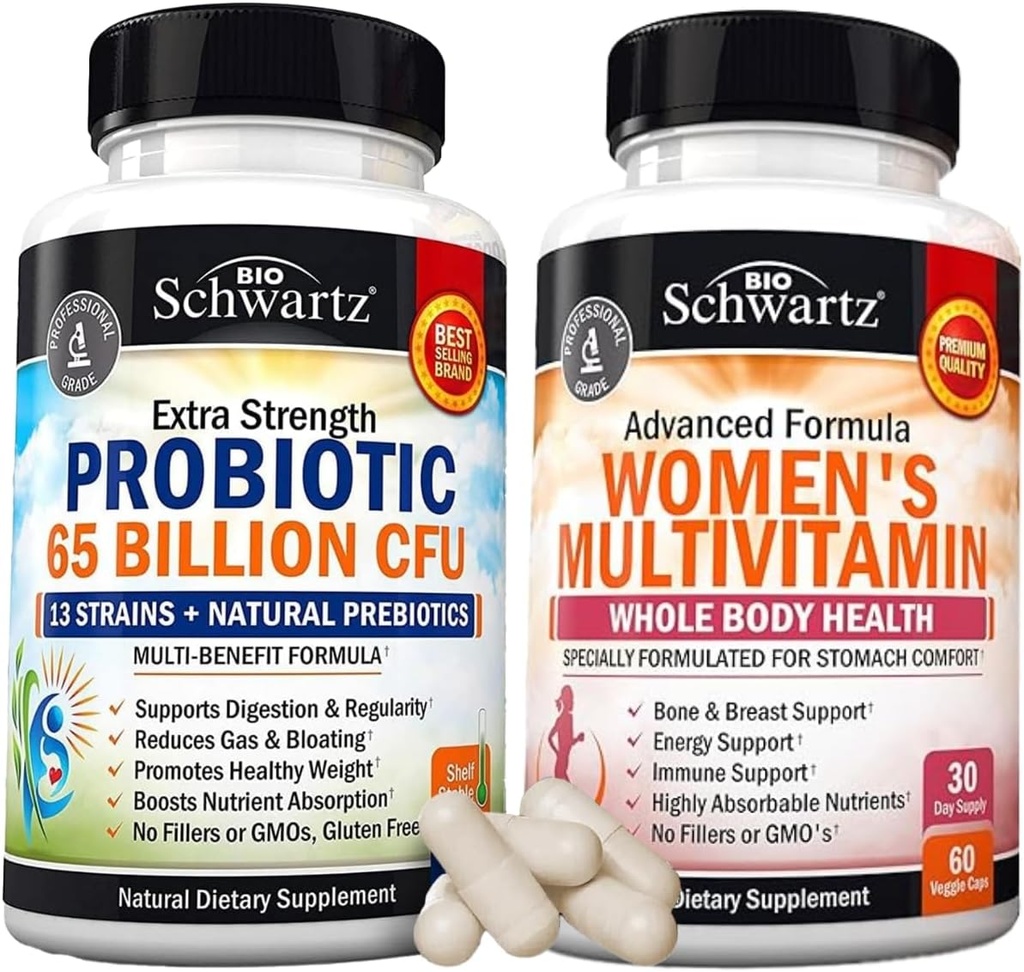 Tägliche Multivitamin für Frauen Kapseln (1 Monat Versorgung) Plus 65 Billion CFU Tägliche probiotische Ergänzung (1 Monat Versorgung)