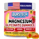 Magnesium Glycinate Gummies 400MG for Adults & Kids, Magnesium Bisglycinate Supplement with Calcium Omega-3, for Sleep, Stress, Muscle & Nerve - No Melatonin, Vegan (60 Count, Strawberry & Banana)