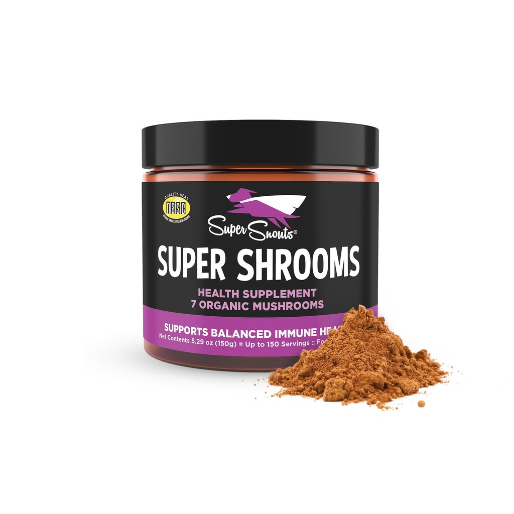 Super Snouts Super Shrooms Mushroom Immune Support Supplement for Dogs and Cats - Made in USA Organic Non-GMO, Immune Health for Strong Immunity, 7 Mushroom Blend Powder (5.29 oz)