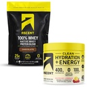 Ascent 100% Whey Protein Powder, Chocolate 2 lb & Hydration + Energy Electrolytes, Raspberry Lemonade 40 Servings