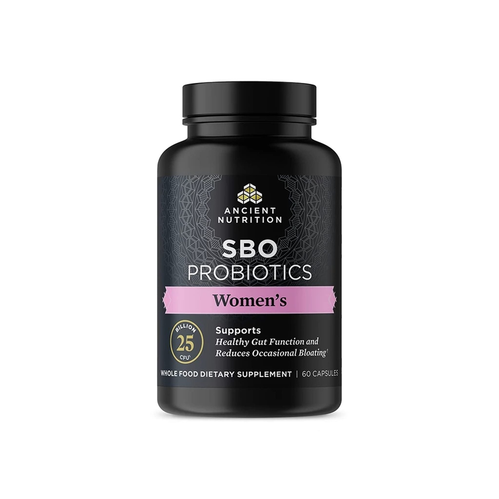 Ancient Nutrition Probiotics for Women, SBO Probiotics Women's 60ct, Digestive and Immune Support, Bloating Relief for Women, Gluten Free, Superfoods Blend, 25 Billion CFUs*
