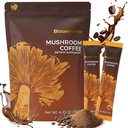 Mushroom Coffee with No Earthy Aftertaste - Fruiting Body Extract Instant Coffee, No Gritty Residue, 6 Adaptogenic Mushrooms with Lion's Mane, Turkey Tail for Focus, Energy, 30 Stick Packs