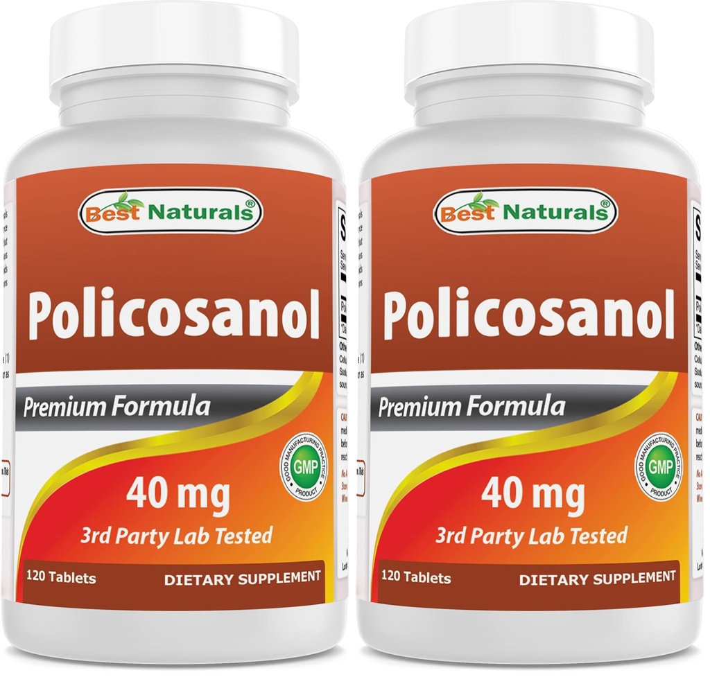 Best Naturals Policosanol 40mg 120 Tablets - Promotes Healthy Cardiovascular Function* (Pack of 2)