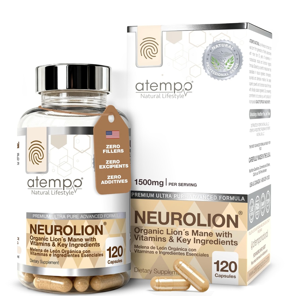 Lion's Mane Mushroom Supplement for Brain Function, Immune System & Mental Clarity, with Organic Lion’s Mane, Reishi, and Cordyceps – 120 Vegan Capsules