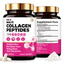 Fidus Multi Collagen Peptides Capsules - Type I, II, III, V & X Hydrolyzed Collagen for Women with Biotin 10000mcg, Hyaluronic Acid & MSM | 120 Capsules