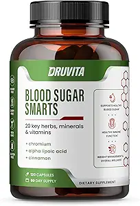 Blutzucker-Smarts - 20 Schlüssel Kräuter, Mineralien & Vitamine - mit Chrom, Alpha-Liposäure, Cinnamon & Bitter Melon, für Männer Frauen- Non-GMO Natural- 120 Kapseln 60 Tage Versorgung