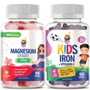 SUNNY SAM Eisengummis für Kinder & Erwachsene &amp; Magnesium Gummi für Erwachsene - 500mg - Kalm Magnesium Chews - Magnesium Citrate Kaubare Ergänzung für Mood & Muskelunterstützung. Eisen Vitamine mit Vitamin C.