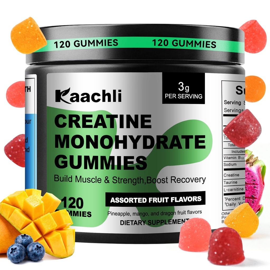 Creatine Monohydrate Gummies for Women,3000mg Creatine with Taurine and L-carnitine,Vegan Sugar-Free for Muscle Shaping and Growth,Creatine Gummies ForIdeal for Gym Women and Men,120 Count