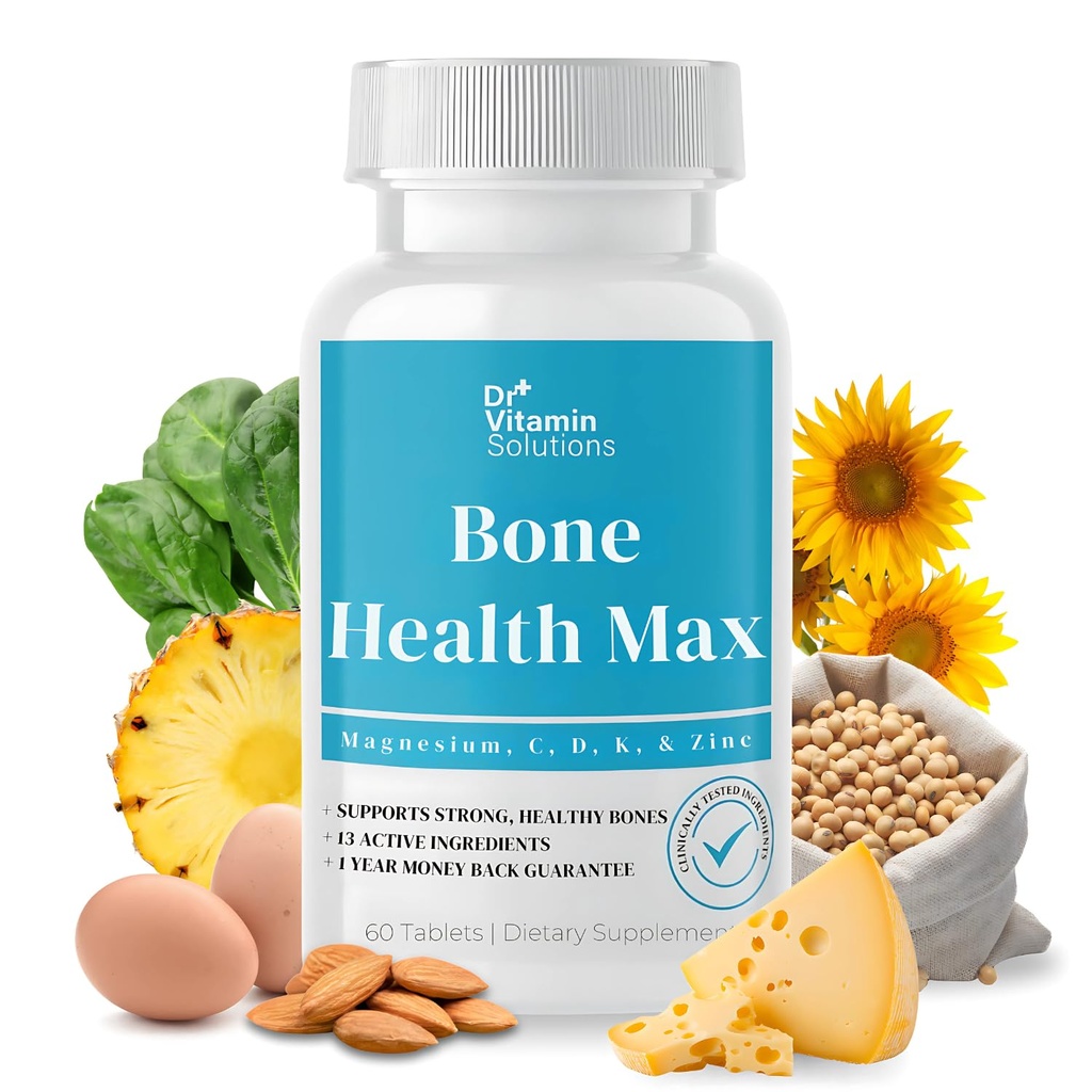 DR VITAMIN SOLUTIONS Knochengesundheit Max - Advanced Calcium & Magnesium Supplement mit Vitamin D3, Bromelain & Ipriflavone - 60 Tabletten für stärkere Knochen & Gelenkunterstützung