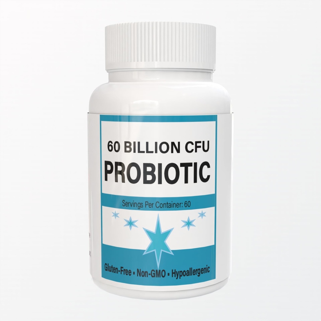Probiotics 60 Billion CFU - 10 Strains + Organic Prebiotics - Immune, Digestive & Gut Health - Supports Occasional Constipation -60ct
