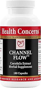 Health Concerns Channel Flow – Muskelrelaxation & Schmerzunterstützung Ergänzung für Männer & Frauen – Corydalis Wurzelextrakt – Chinesische Kräuterformel für Kopfschmerzen, Gelenk & Menstruationsstörung – 180 Kapseln