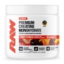 RAW Nutrition Creatine Monohydrate Powder, Fruit Punch (30 Servings) - Micronized Creatine Monohydrate Supplement for Workout Performance, Build Muscle & Strength - Creatine Powder for Men & Women