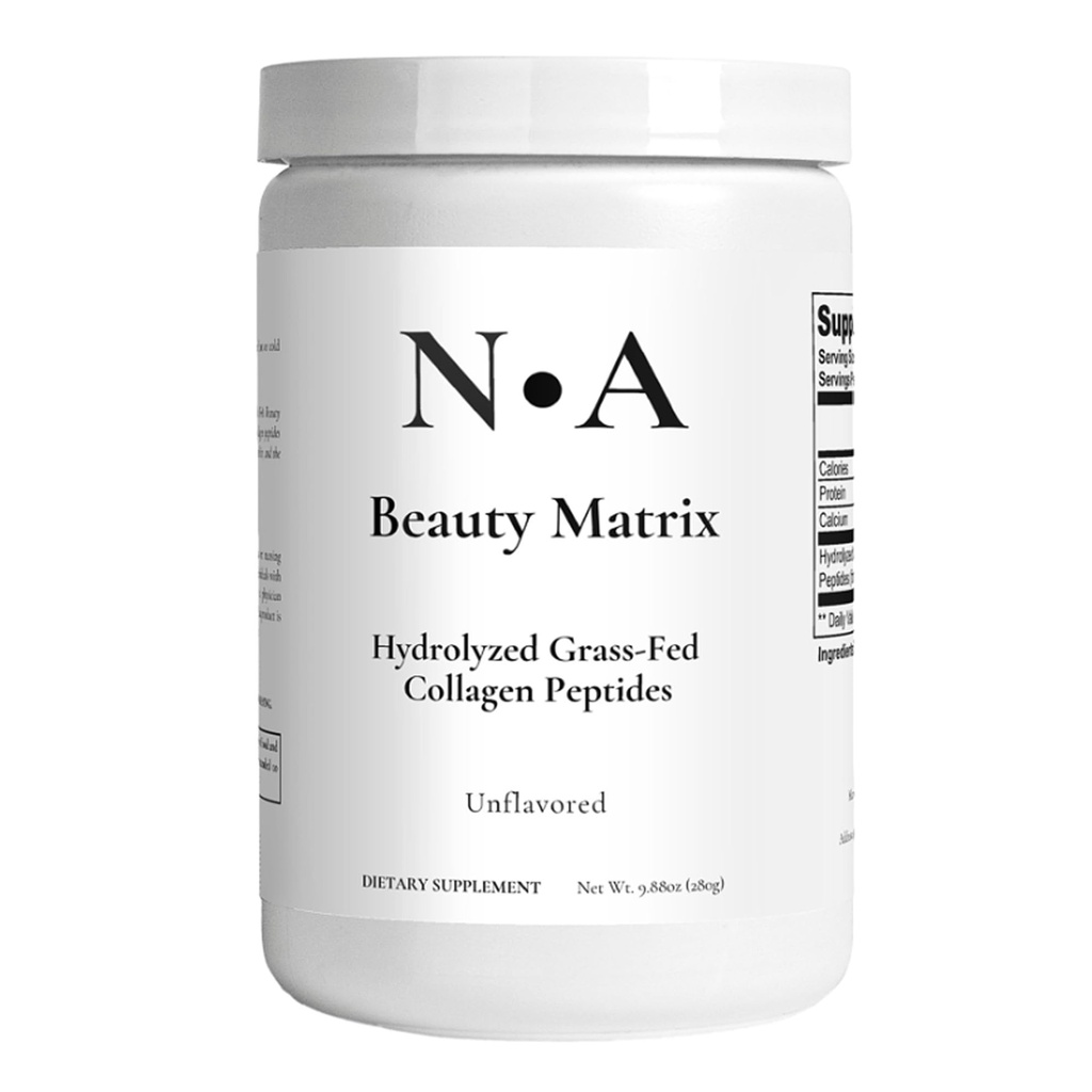 N•A Beauty Matrix Grass-Fed Hydrolyzed Collagen Peptides Powder - 20g Collagen Per Serving, Type 1 & 3 for Skin Elasticity, Hair, Nails & Joint Support - Unflavored, Gluten Free (9.88 oz / 280g)
